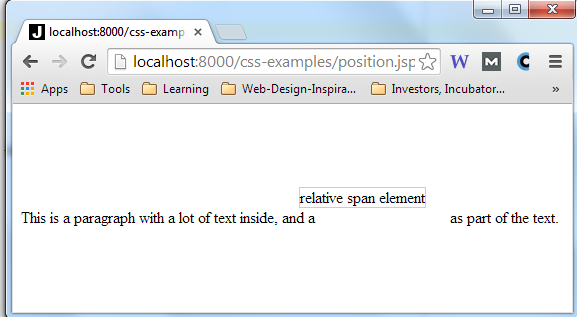 A span with position relative.