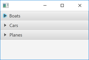 Screenshot of a JavaFX Accordion control.