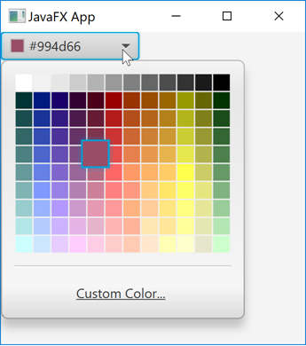 JavaFX ColorPicker screenshot.
