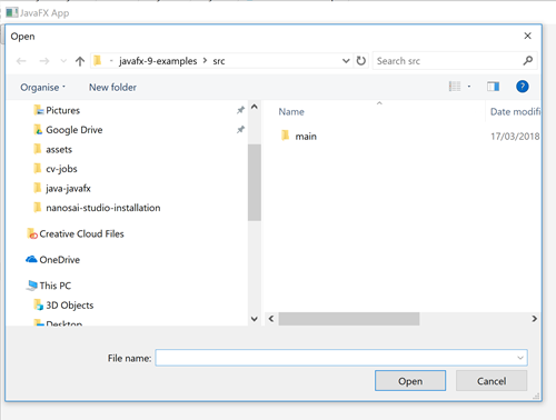 A JavaFX FileChooser screenshot