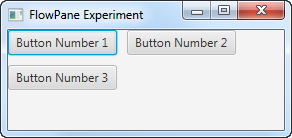 A JavaFX FlowPane with horizontal and vertical gaps between components.
