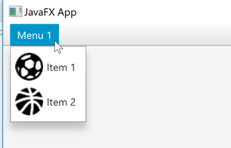 A JavaFX MenuBar with graphic icons added to its menu items.
