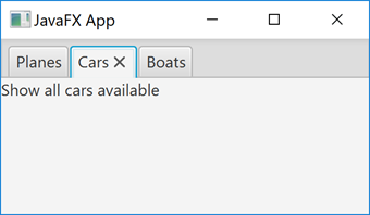Screenshot of JavaFX TabPane control with 3 tabs added.