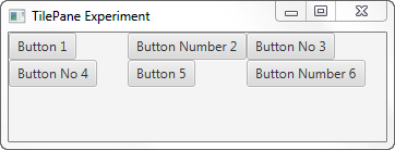 A JavaFX TilePane added to the scene graph.