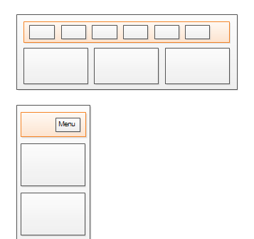 A website with content (a menu) that is being shown / hidden depending on the screen width.